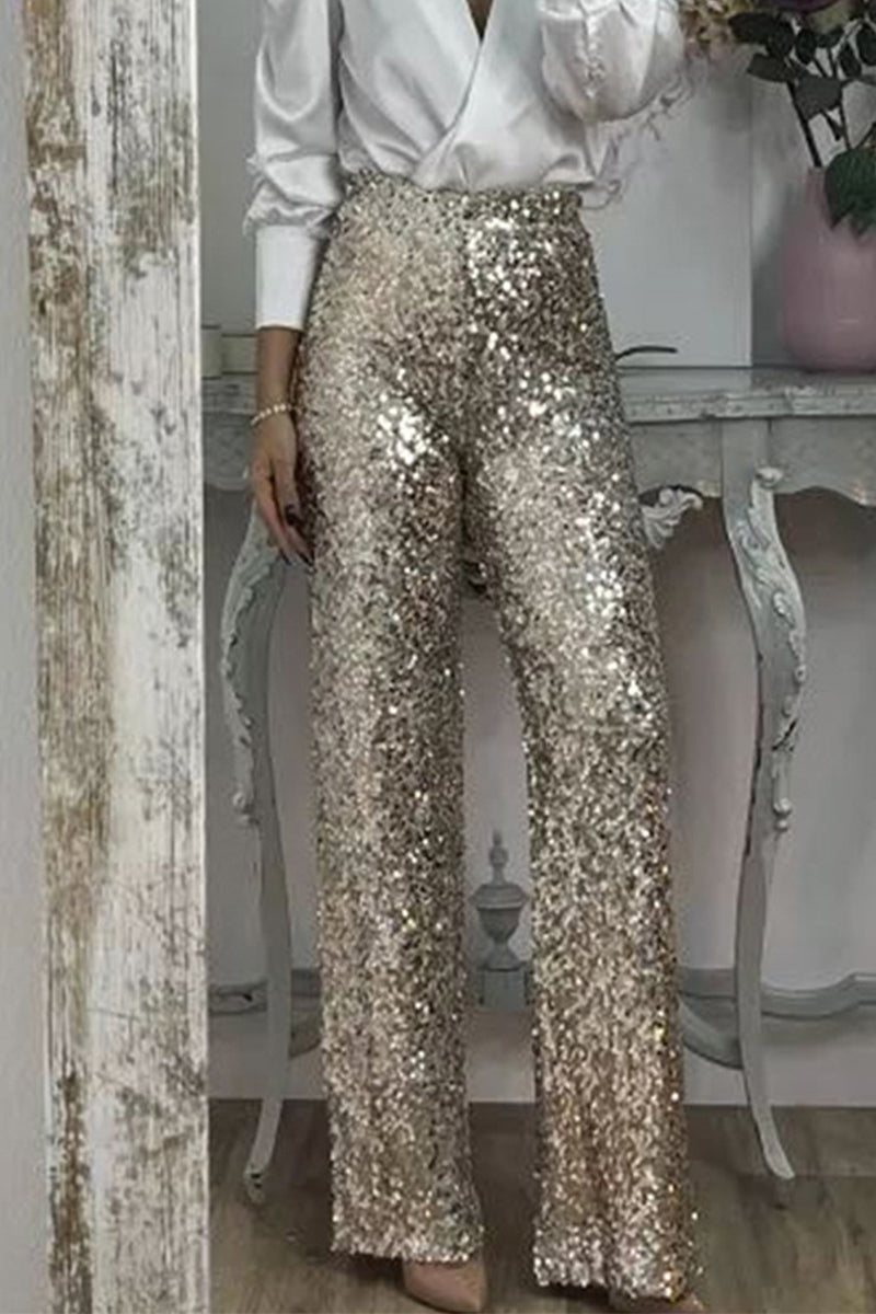 Sequin Statement Flare Pants for Women| Brianna Gold