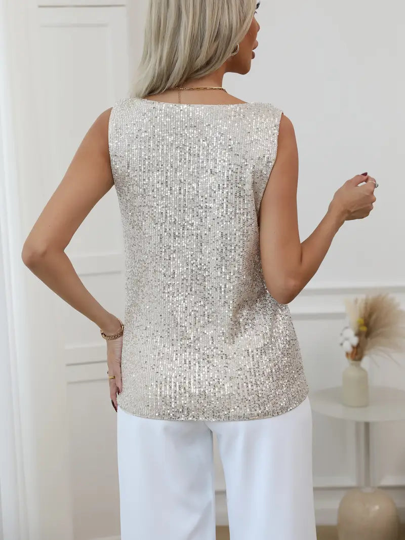 Sequined V-Neck Top For Women | Liora