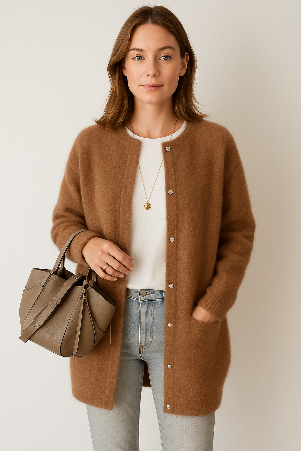 Lightweight Open-Front Cardigan for Women | Seraphine Brown One Size