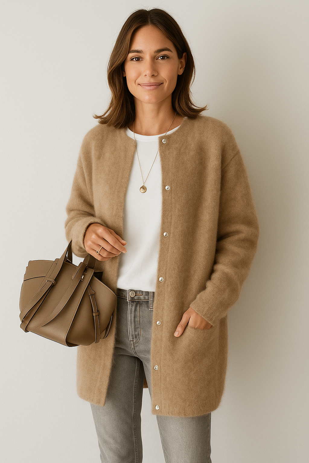 Lightweight Open-Front Cardigan for Women | Seraphine Khaki One Size