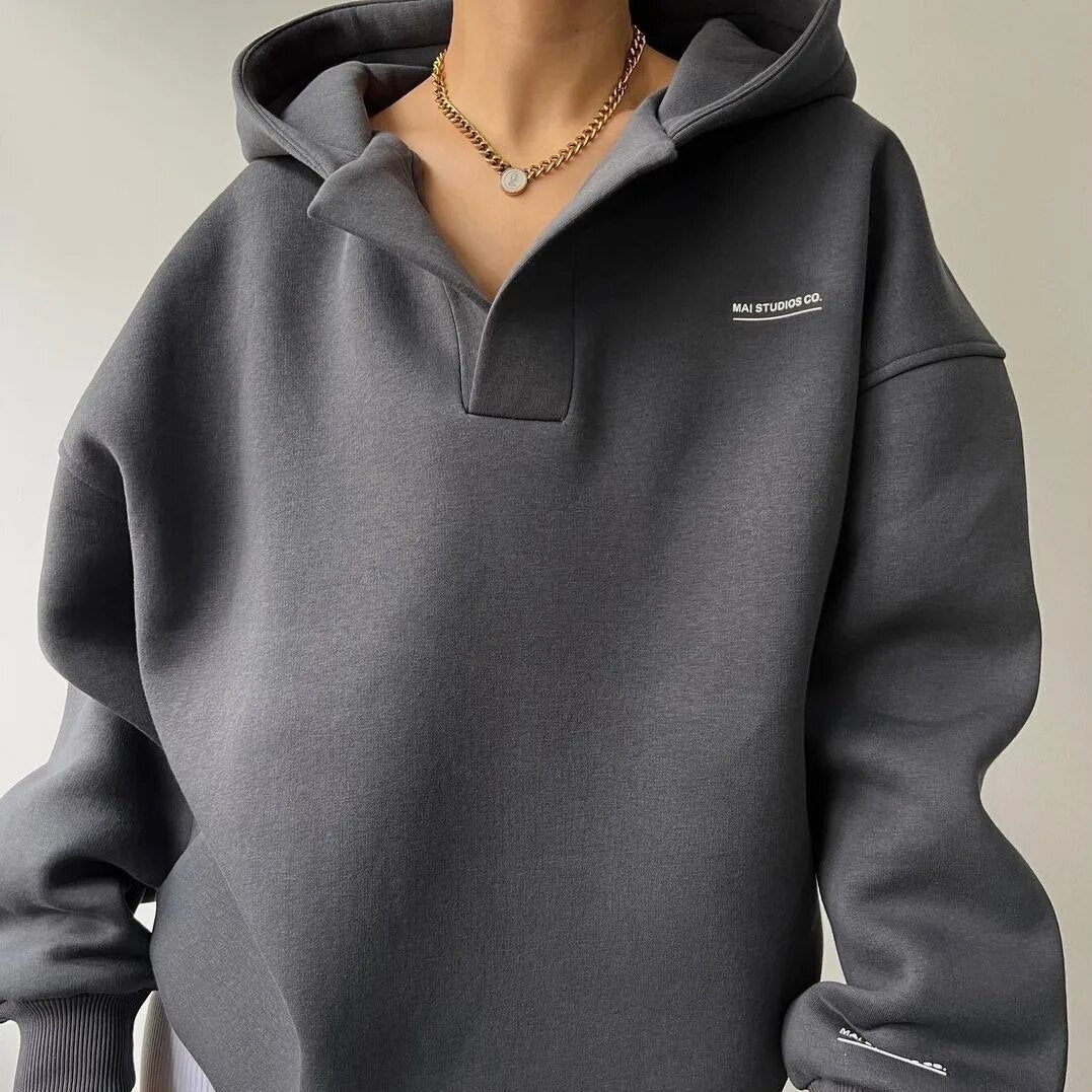 Casual Winter Hoodie Relaxed Fit for Women | Siba Gray
