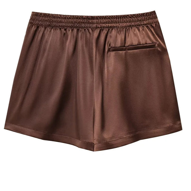 Brown Silk Lace Shorts for Women | Alexa