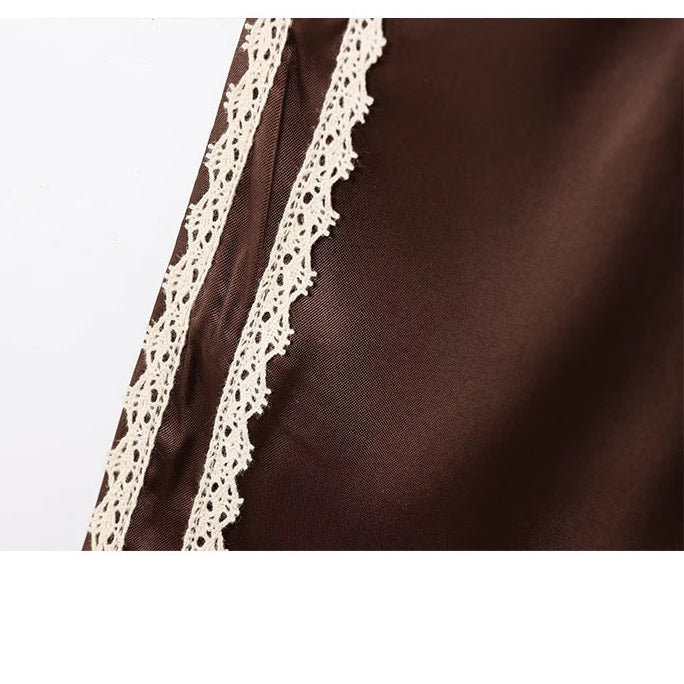 Brown Silk Lace Shorts for Women | Alexa