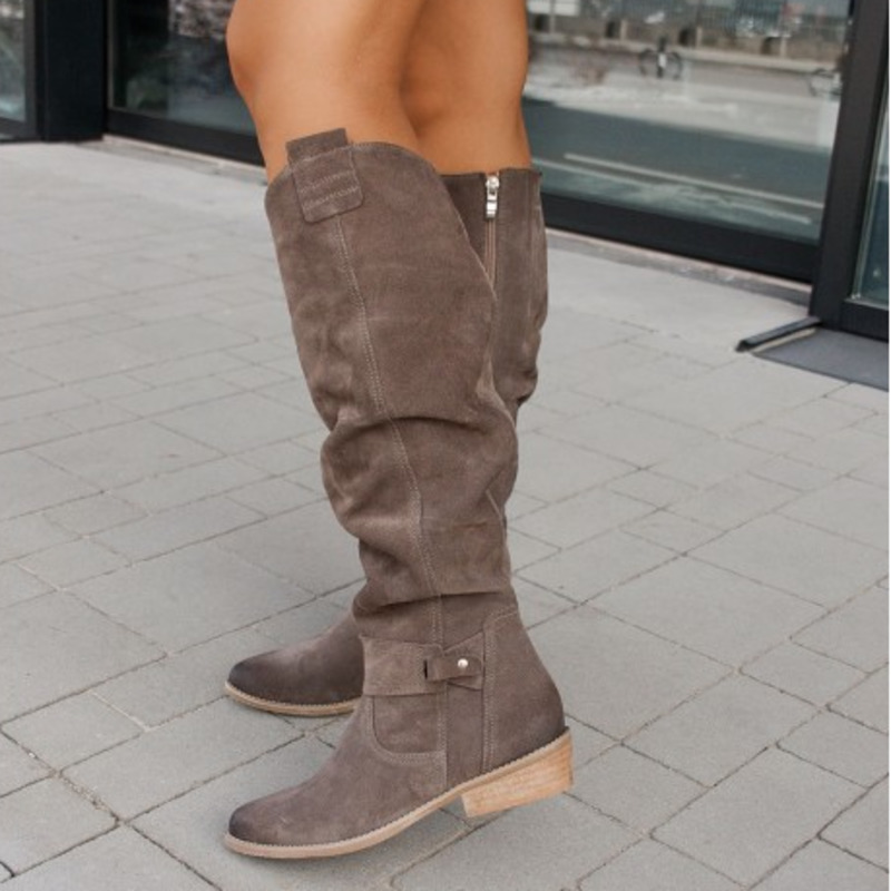 Sleeka | Knee High Slouch Boots with Side Zip