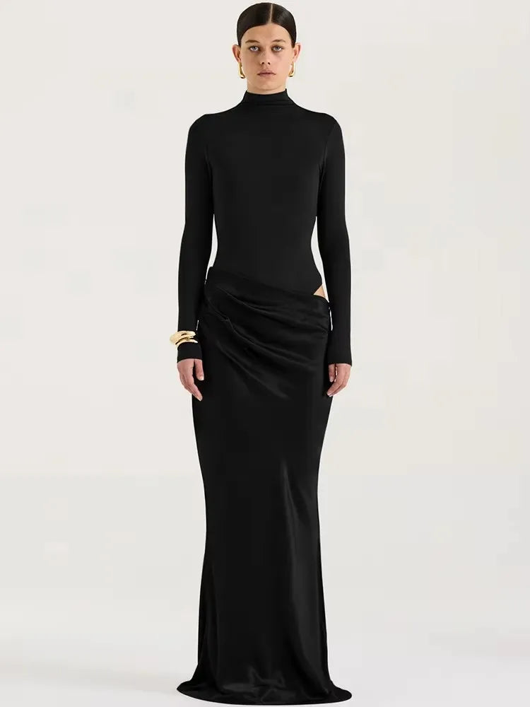 Sleeveless Hollow Out Maxi Dress for Women | Korina Black Long Sleeve