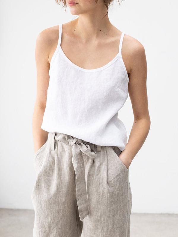 Spaghetti Strap Linen Blend Top for Women | Liora