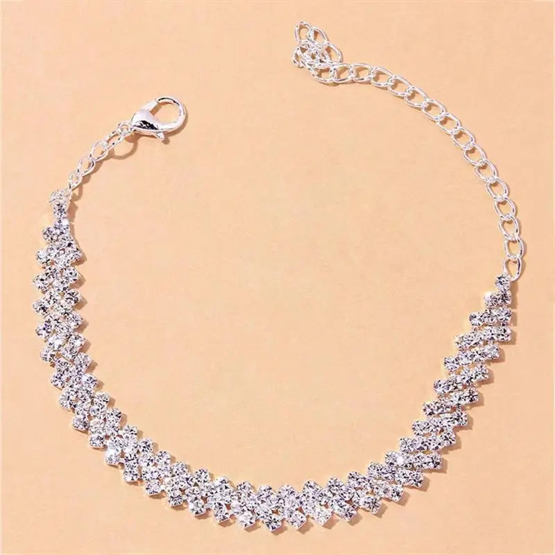 Sparkling Rhinestone Chain Anklet for Women | Giulia