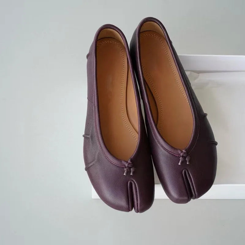 Split Toe Ballet Flats for Women | Zylara Wine Red
