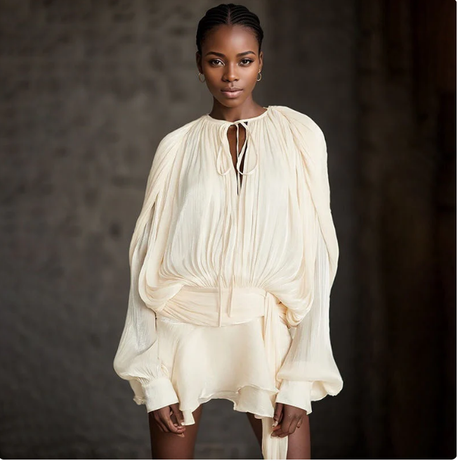 Stylish Long Sleeve Satin Mini Dress for Women | Adriana