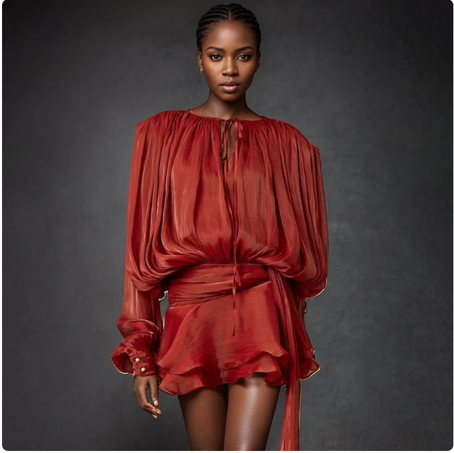 Stylish Long Sleeve Satin Mini Dress for Women | Adriana