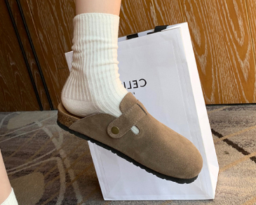 Suede Buckle Style Clogs for Women | Channah Gray Green