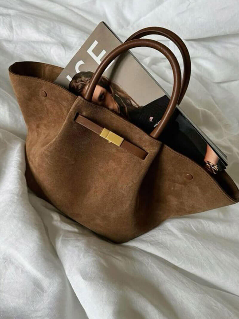 Suede Tote Work Bag For Women | Lirena Light Brown One Size