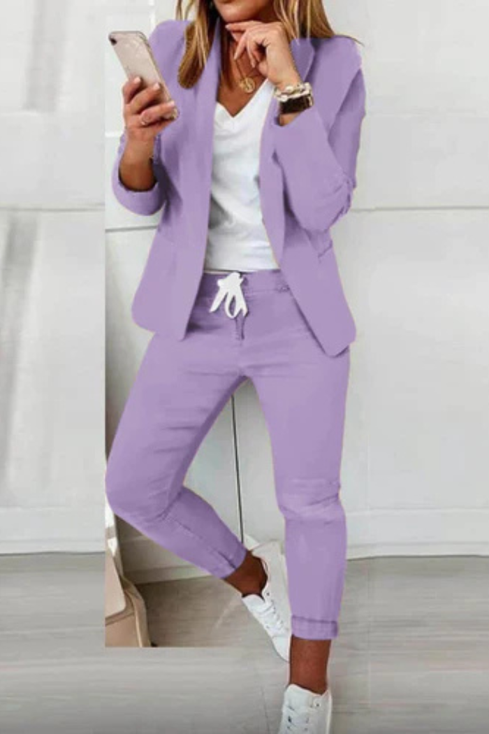 Elegant Blazer Set Two-Piece for Women | Sully Purple