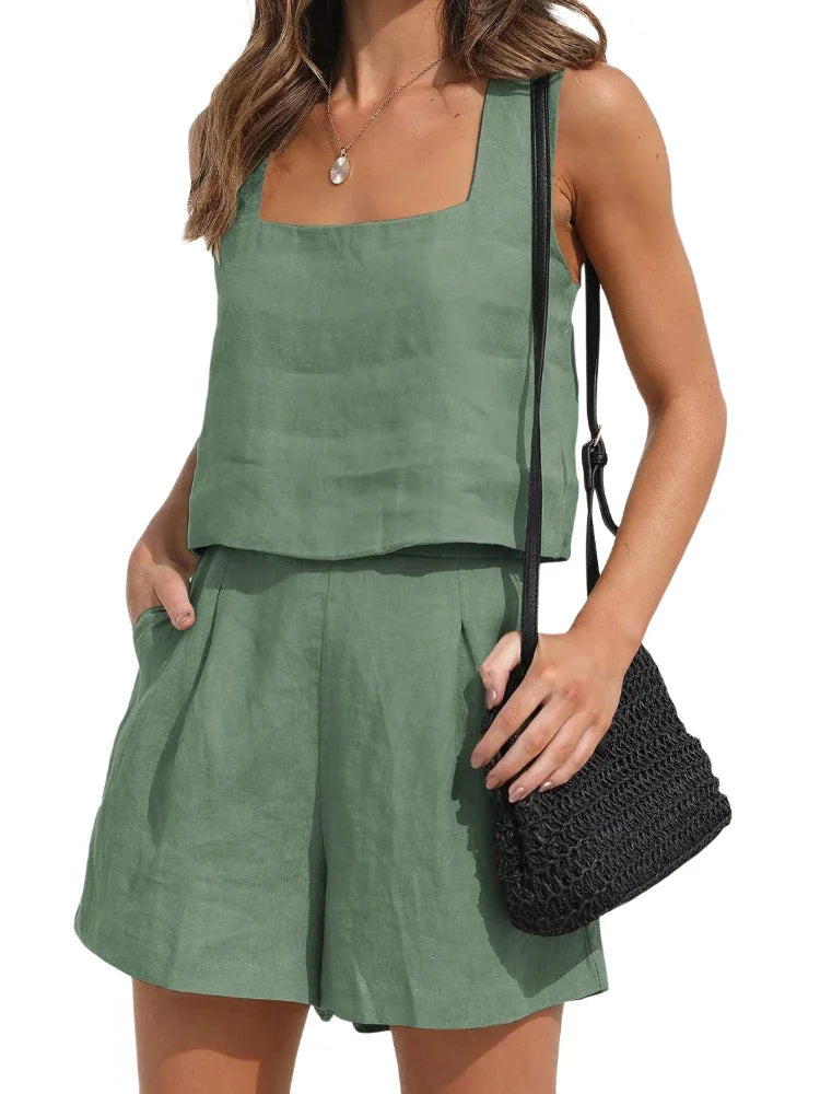 Summer Linen Set with Top and Shorts for Women | Georgina