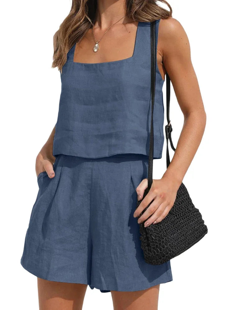 Summer Linen Set with Top and Shorts for Women | Georgina
