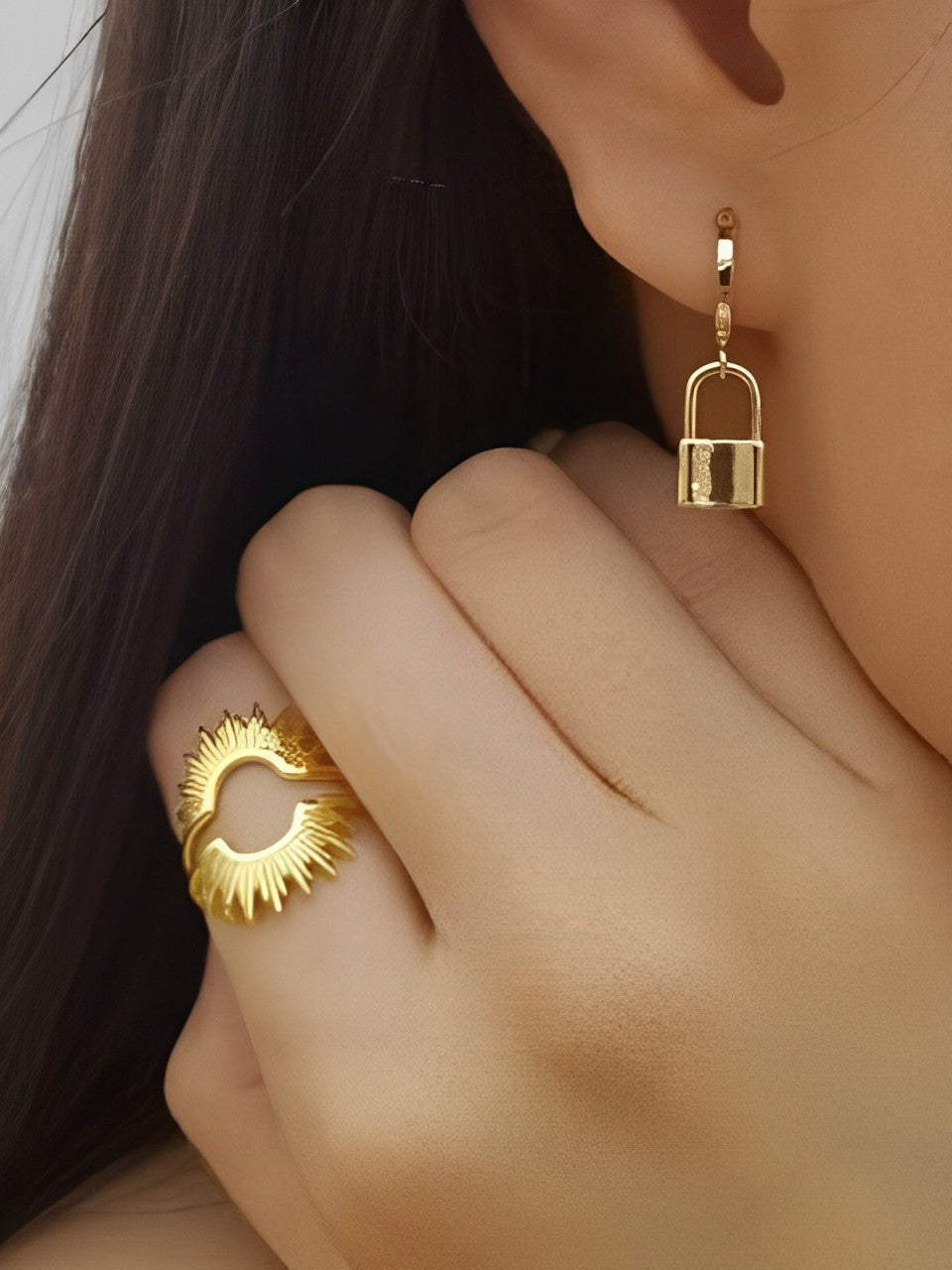 Sunbeam Open Band Ring for Women | Solenn Gold One Size