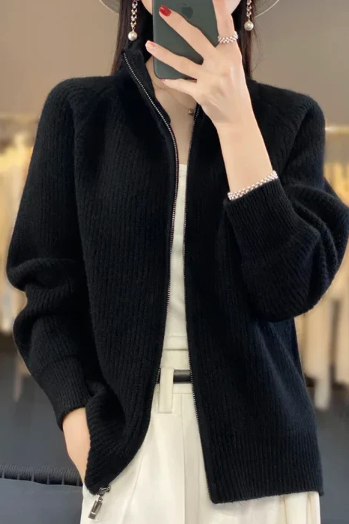 Cashmere Zip-Up Sweater Tailored Fit for Women | Sylvaine
