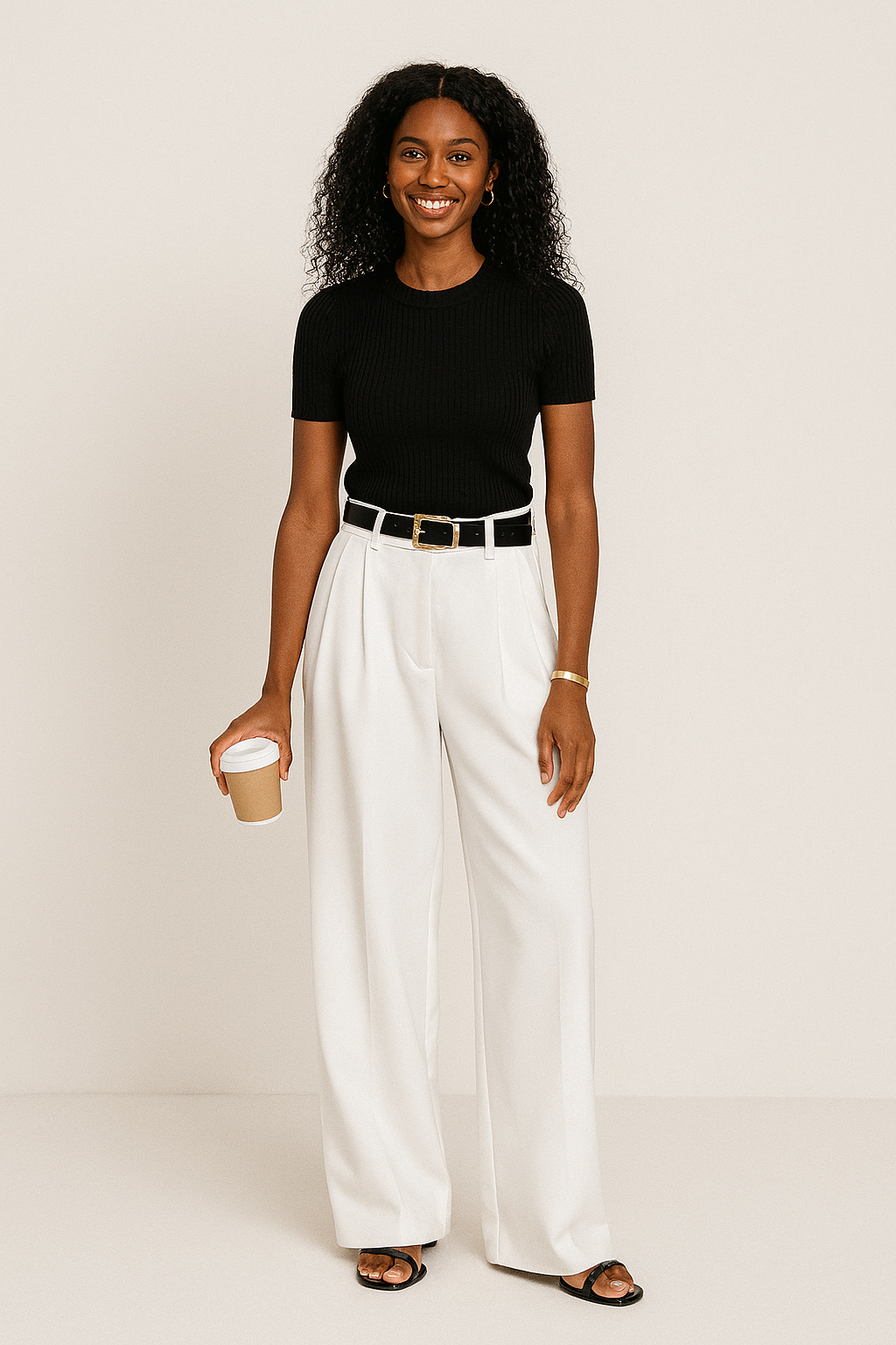 Tailored Wide-Leg Trousers for Women | Mara White