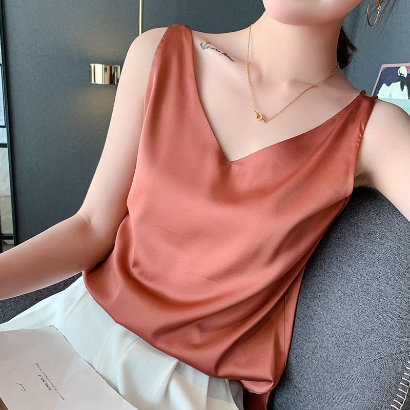 Silk Camisole Top for Women | Velari Orange