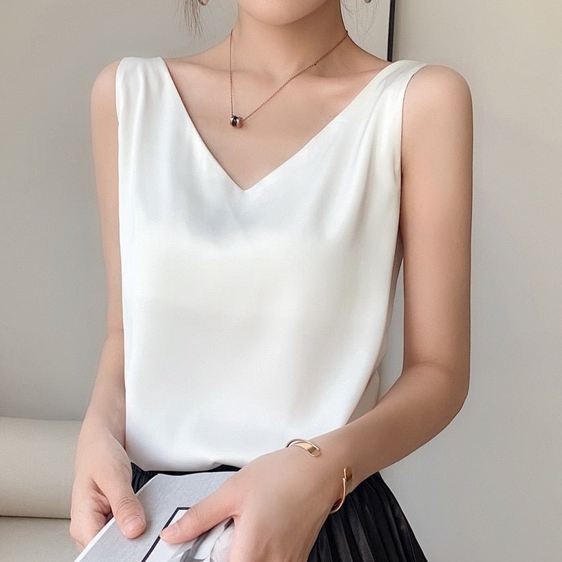Silk Camisole Top for Women | Velari White