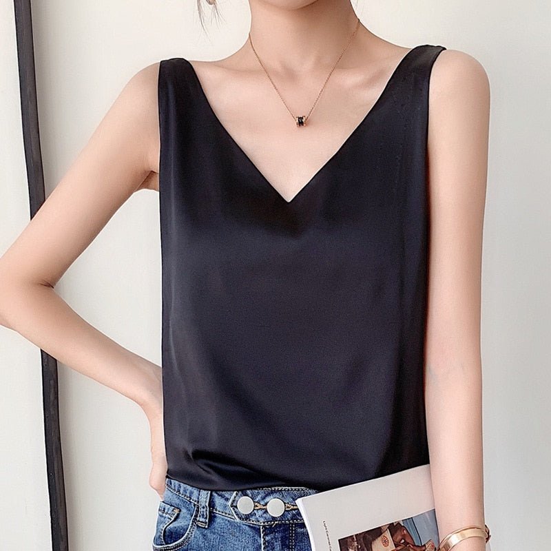 Silk Camisole Top for Women | Velari Black