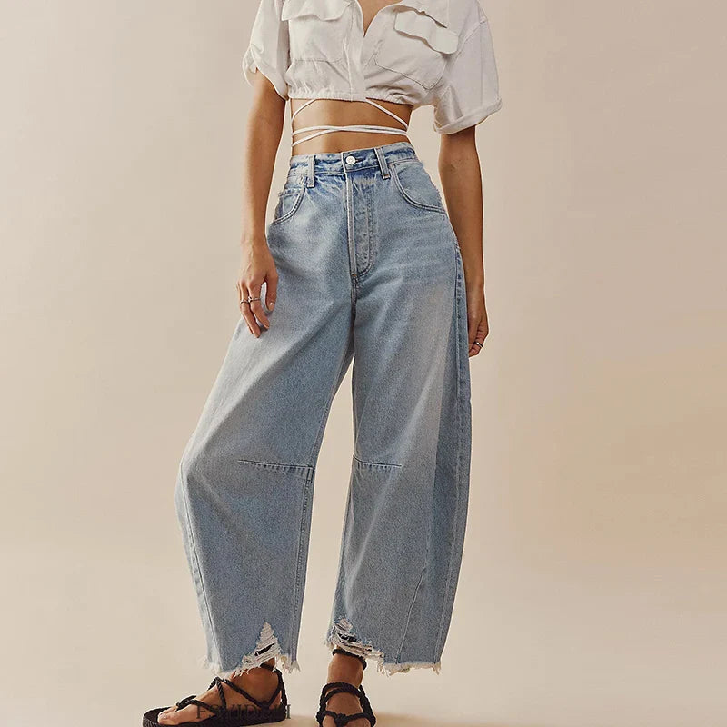 High Waisted Wide Leg Jeans Casual Fit for Women | Tavren Sky