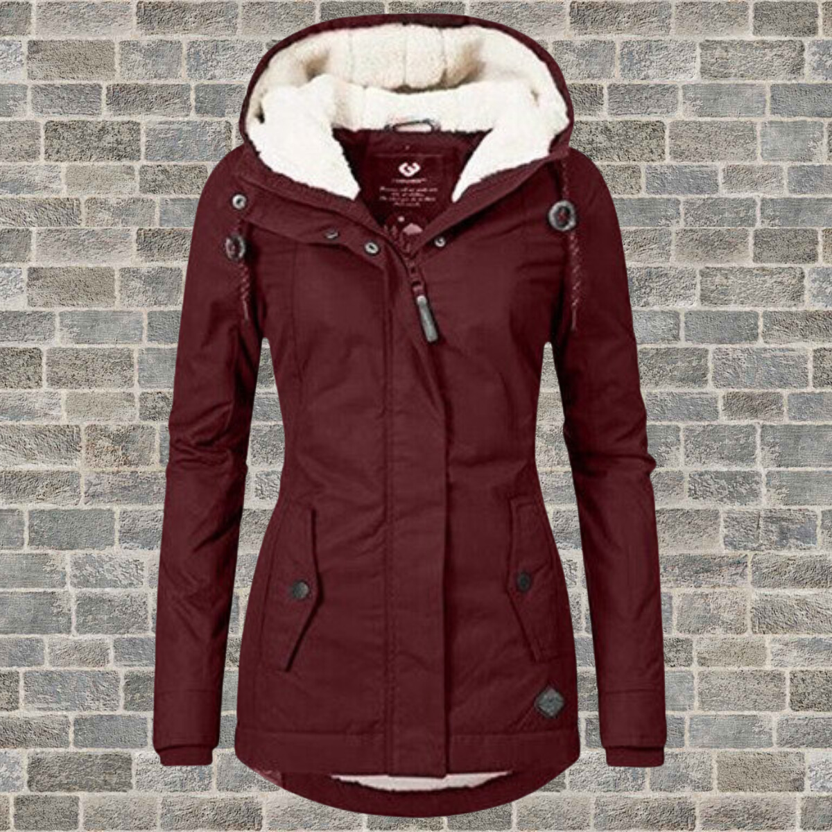 Pleated Cotton Hooded Coat Stylish Design for Women | Taylor Wine red
