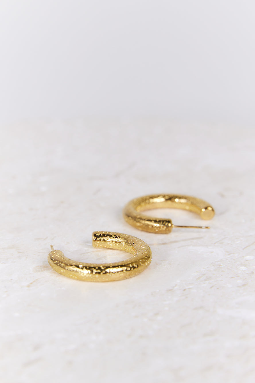 Textured Gold Hoop Earrings for Women | Nicole Gold One Size