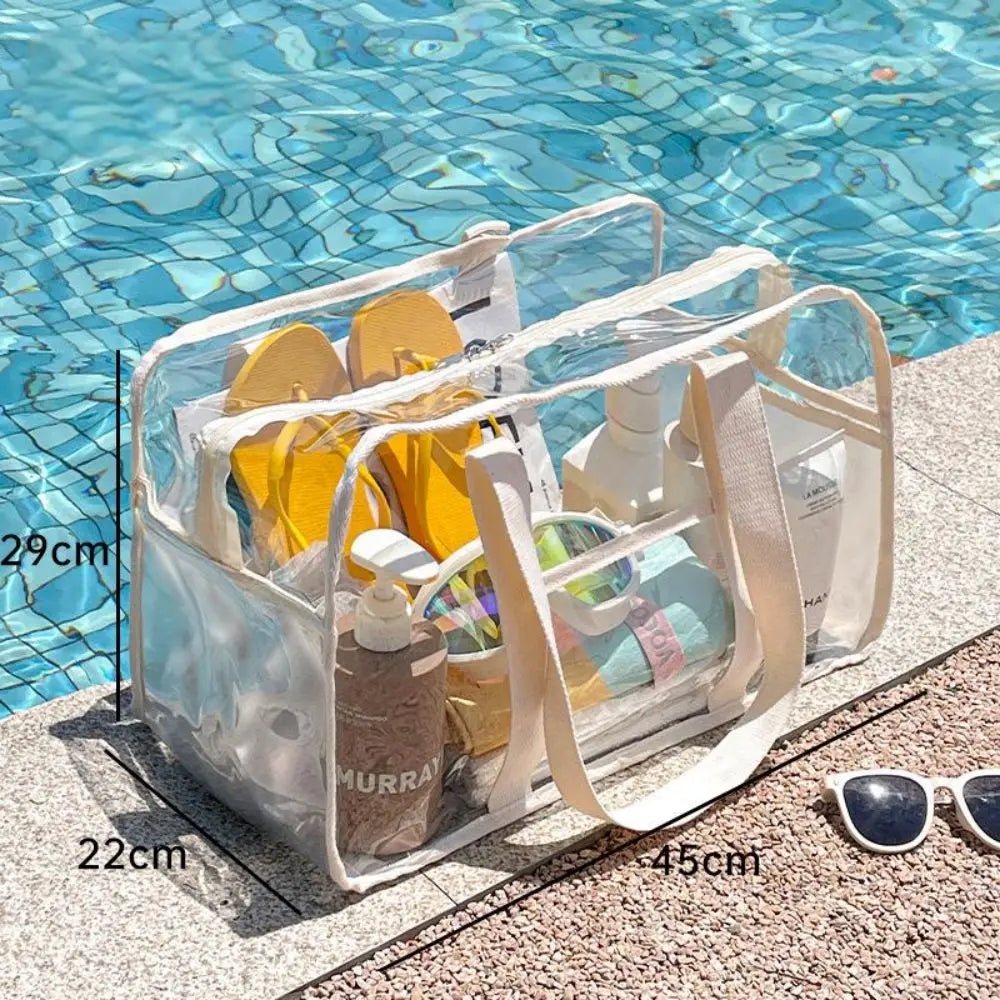 Transparent Summer Beach Bag For Women | Lirina Zipper-White