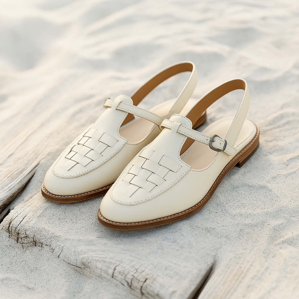 Slingback Leather Sandals Stylish Design for Women | Trelix Ivory