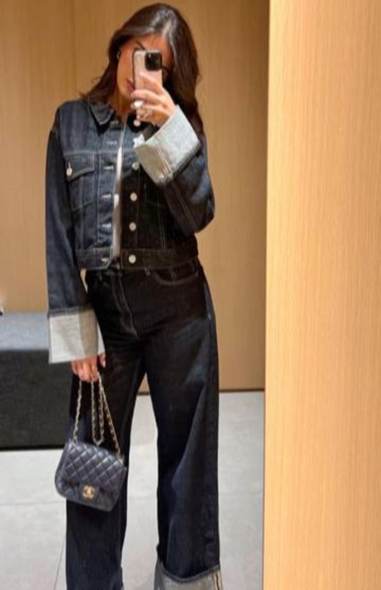 Trendy Oversized Denim Jacket and Wide-Leg Jeans Set for Women| Harper