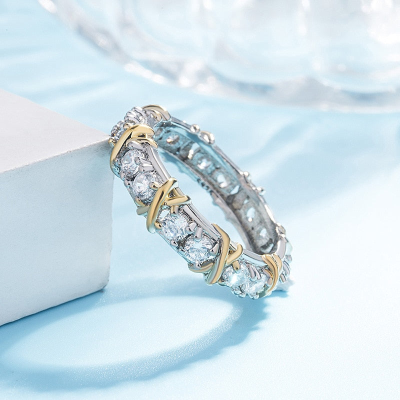 Two-Tone Crystal Eternity Ring for Women | Aurora