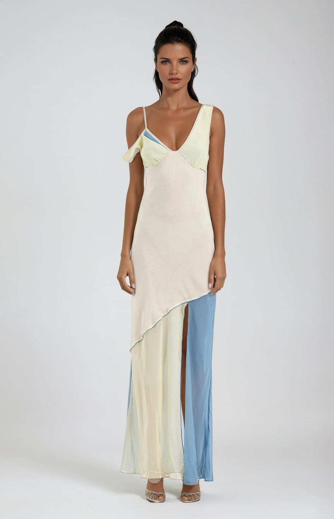 Asymmetrical Colorblock Maxi Dress for Women | Tylia
