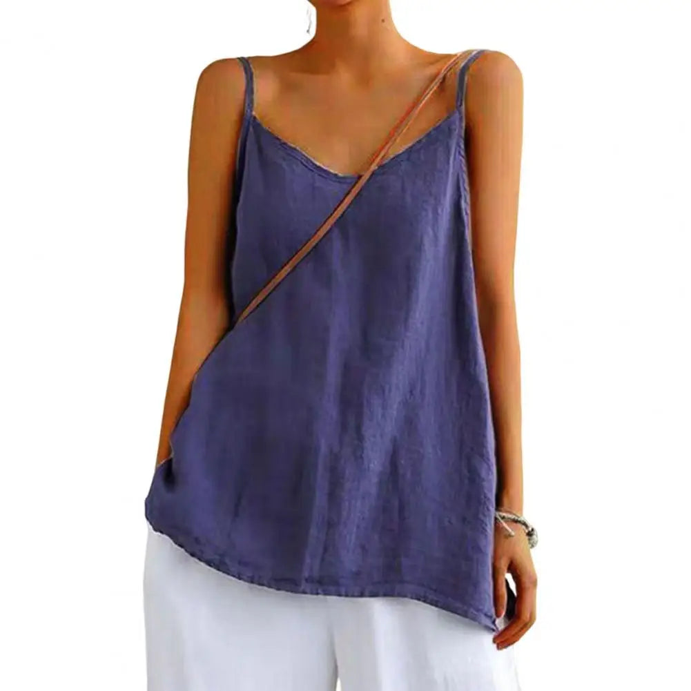V-Neck Sleeveless Spaghetti Strap Top for Women | Zilora Blue