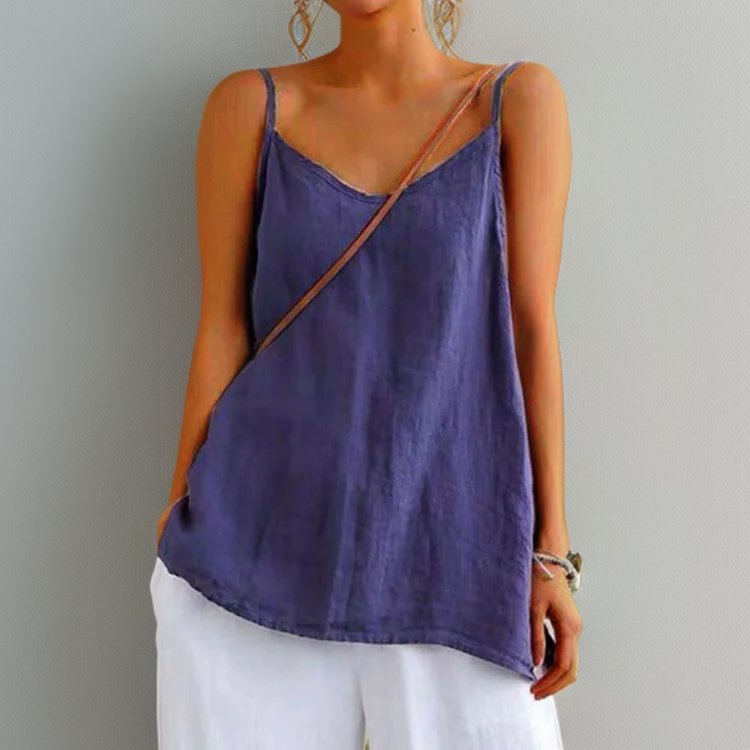V-Neck Silk Camisole Relaxed Fit For Women | Lirina Blue