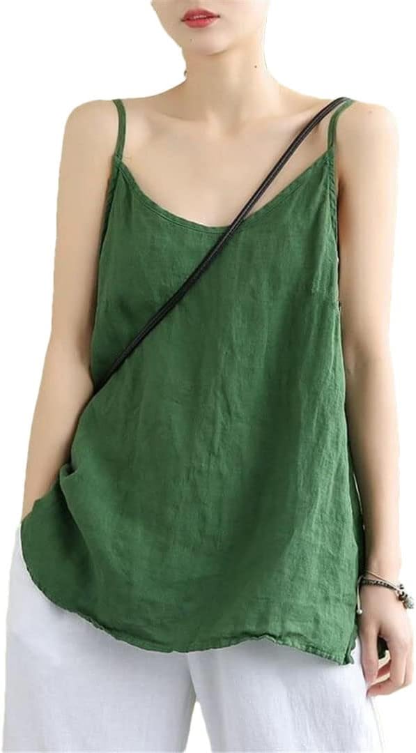 V-Neck Silk Camisole Relaxed Fit For Women | Lirina Green