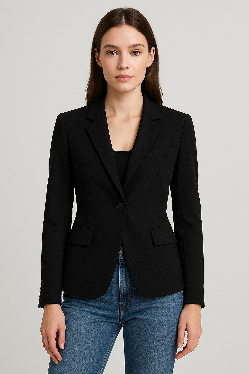 Tailored Single-Breasted Blazer for Women | Valeria Black
