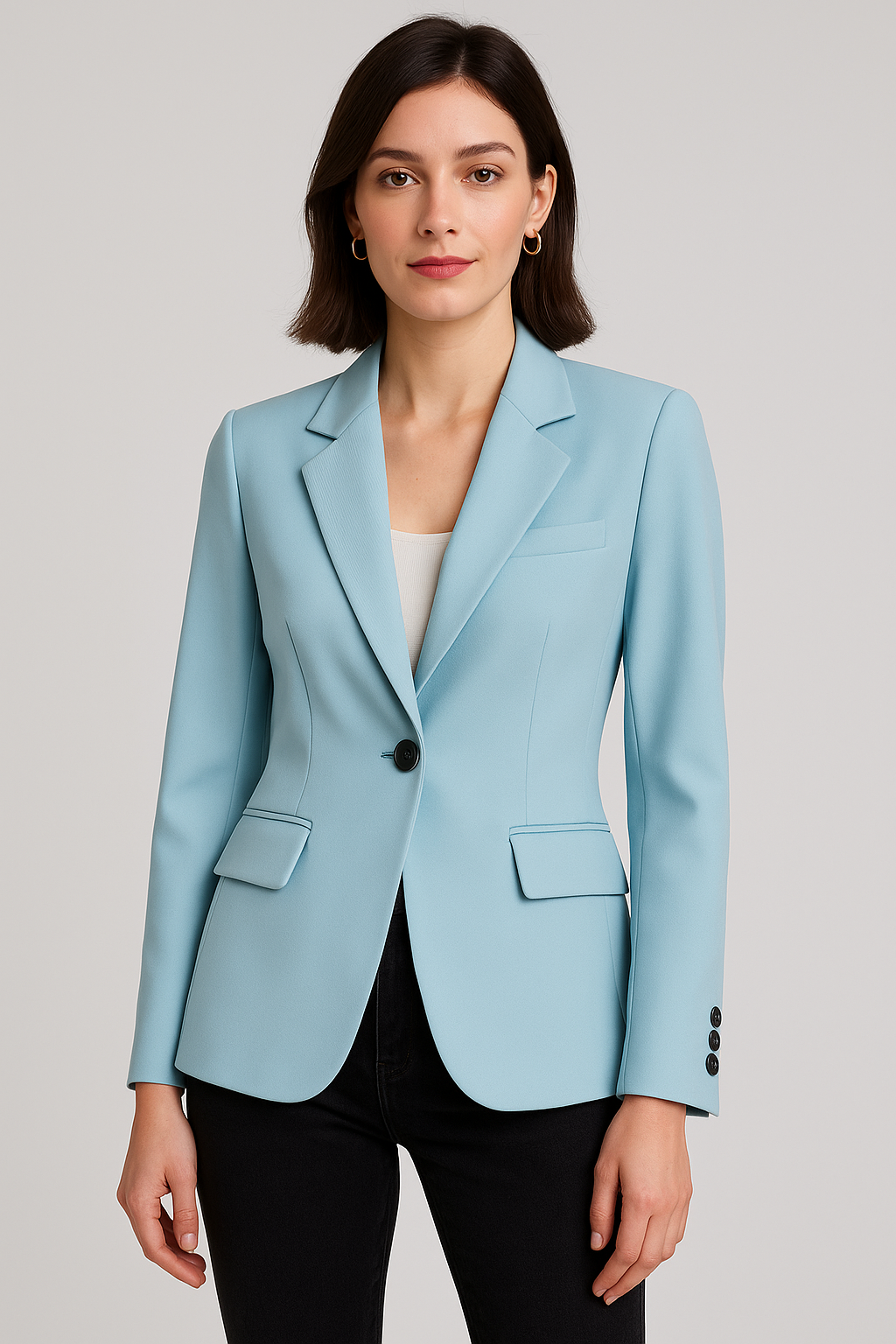 Tailored Single-Breasted Blazer for Women | Valeria Blue