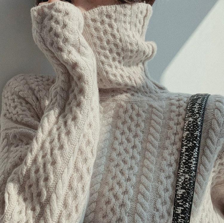 Turtleneck Wool Sweater Relaxed Fit for Women | Velton