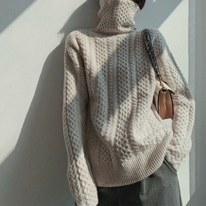 Turtleneck Wool Sweater Relaxed Fit for Women | Velton