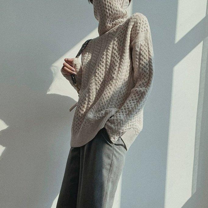 Turtleneck Wool Sweater Relaxed Fit for Women | Velton