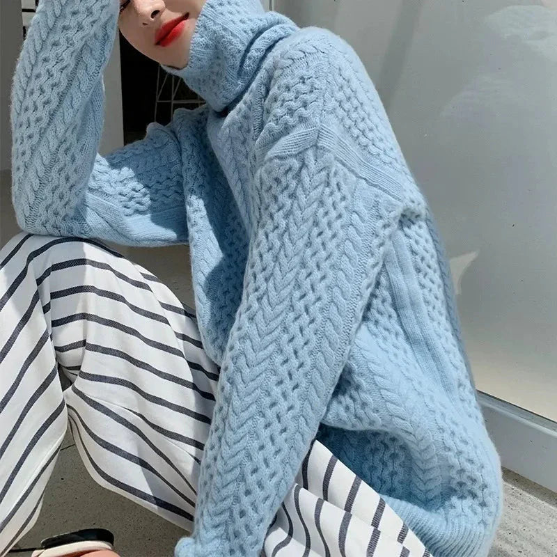 Turtleneck Wool Sweater Relaxed Fit for Women | Velton