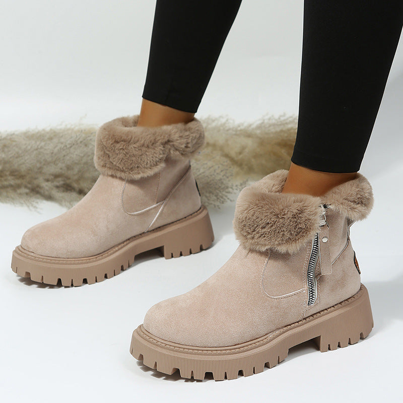 Vinta | Winter Ankle Boots with Fur Lining Beige