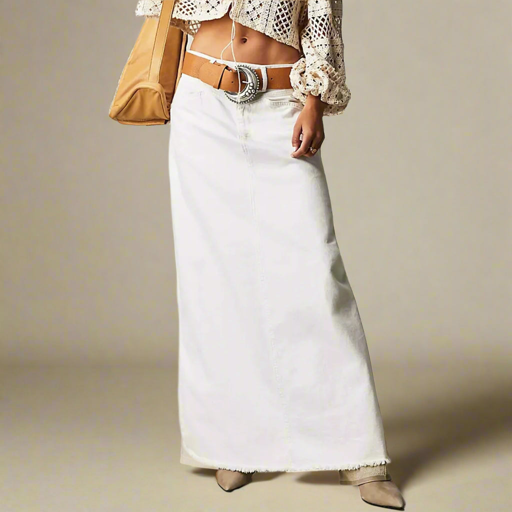 Vintage Denim Skirt for Women | June White
