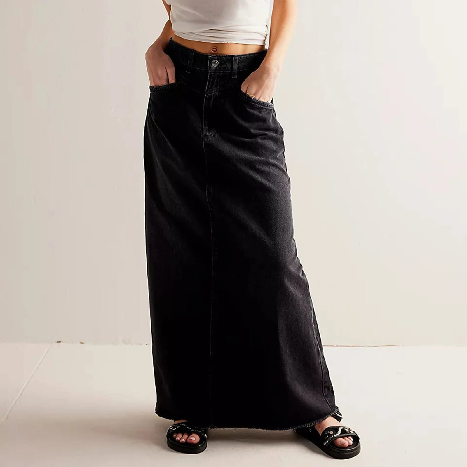 Vintage Denim Skirt for Women | June Black