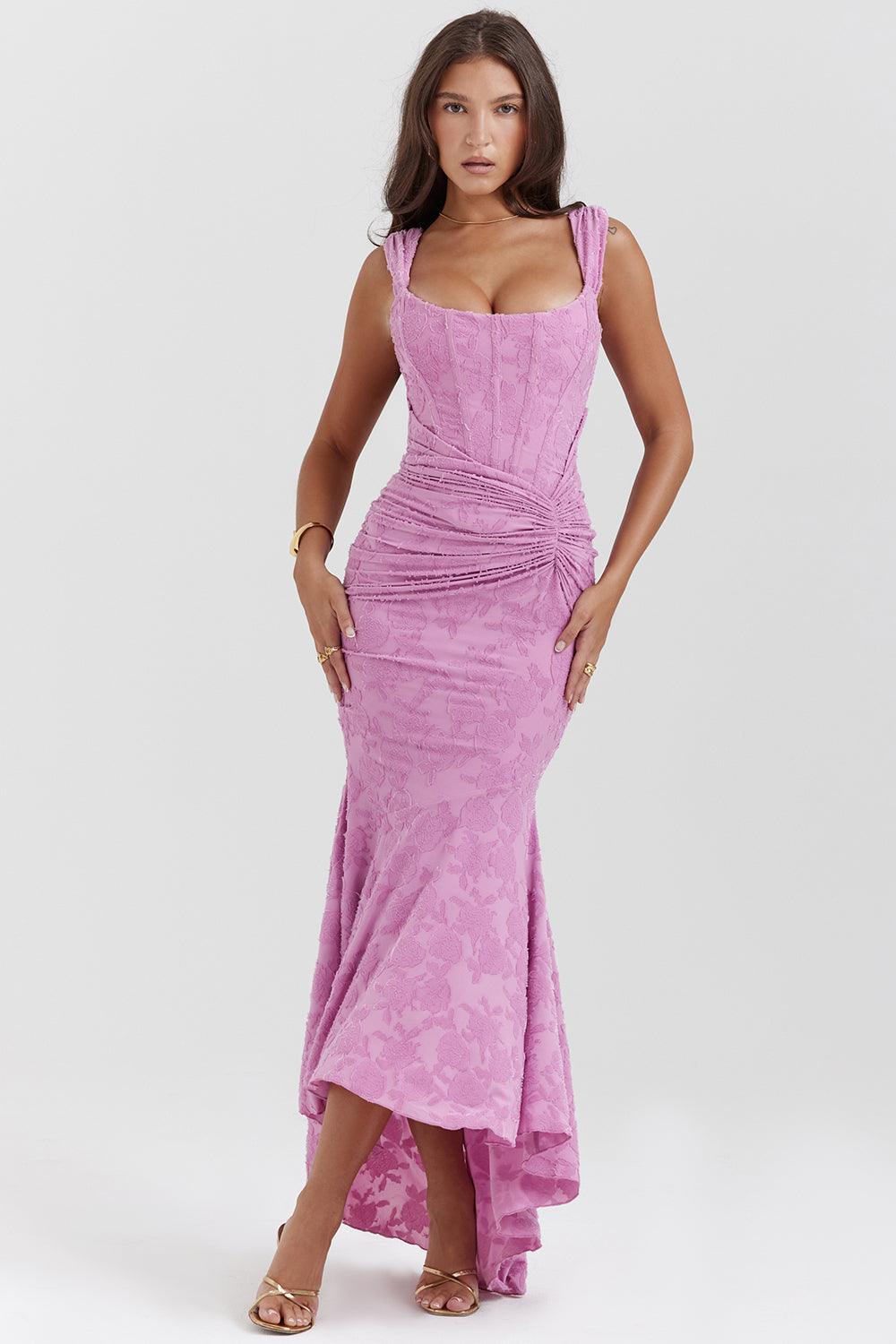 Midi Dress Floral Print for Women | Virela Pink