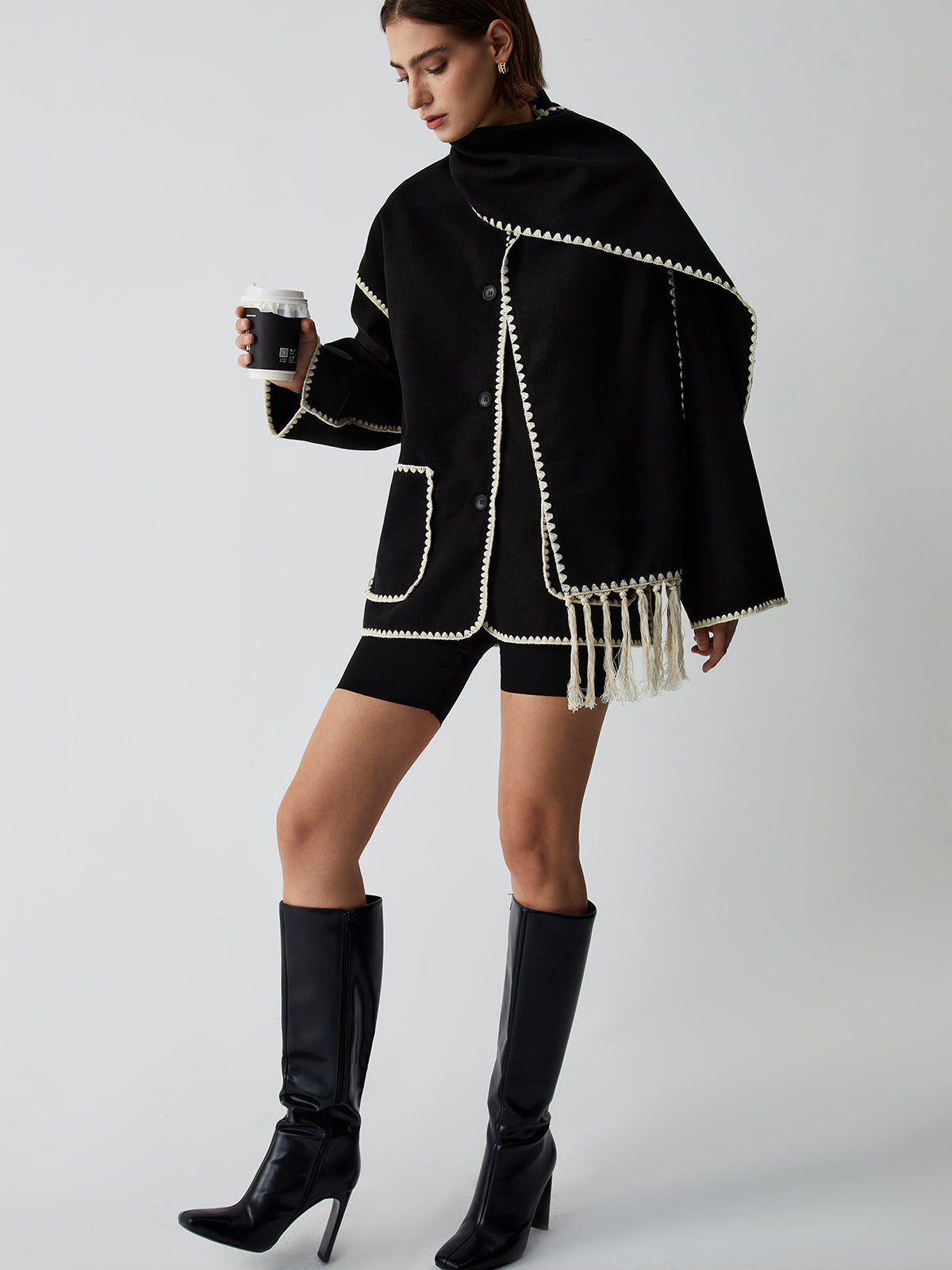 Contrast Trim Jacket Stylish Design for Women | Virell