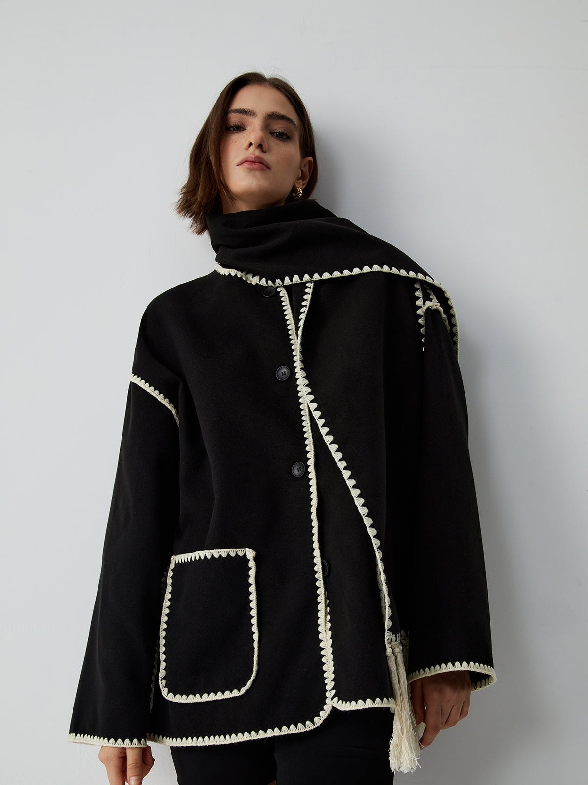 Contrast Trim Jacket Stylish Design for Women | Virell