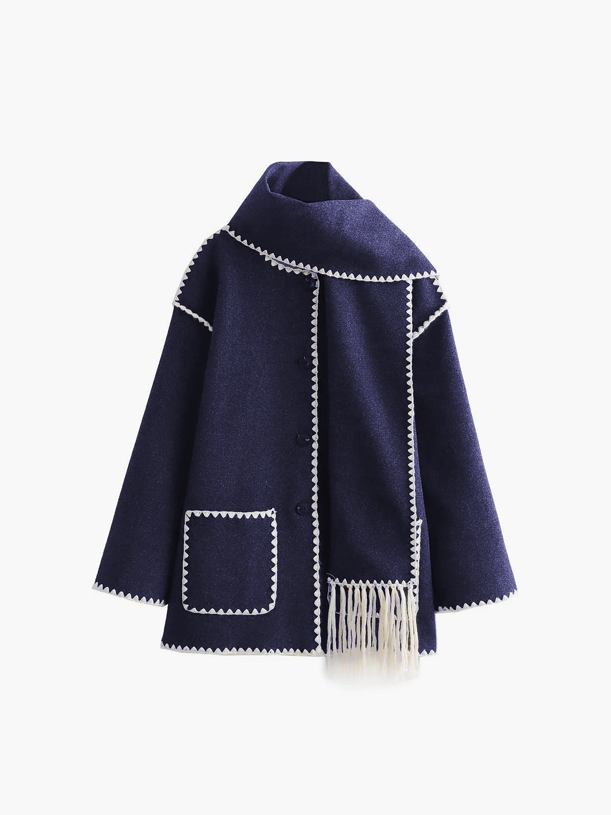 Contrast Trim Jacket Stylish Design for Women | Virell Blue