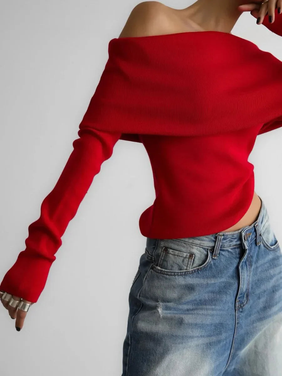Off-Shoulder Sweater Lightweight Fit for Women | Virell